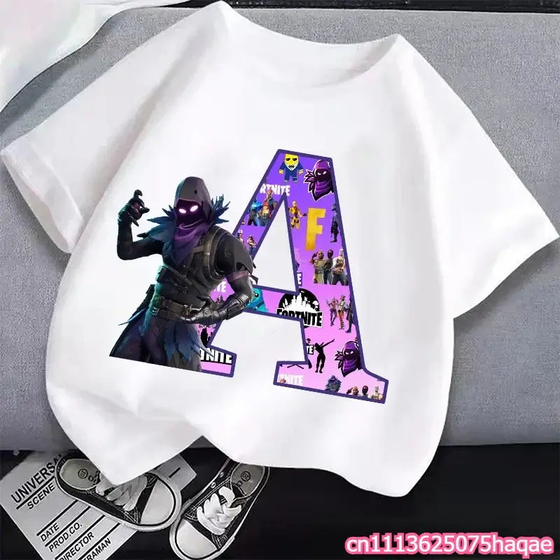 New Fortnites Kids T-shirts Cartoon Letter Graphic T-shirts Boys Girls Summer Casual Sports Short Sleeves Tops Children Clothing