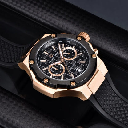 PAGANI DESIGN PD-YS032 Men's Quartz Watch 44mm Japan VK64 Movement Stainless Steel Case Rubber Strap Sapphire Glass 100M Waterproof