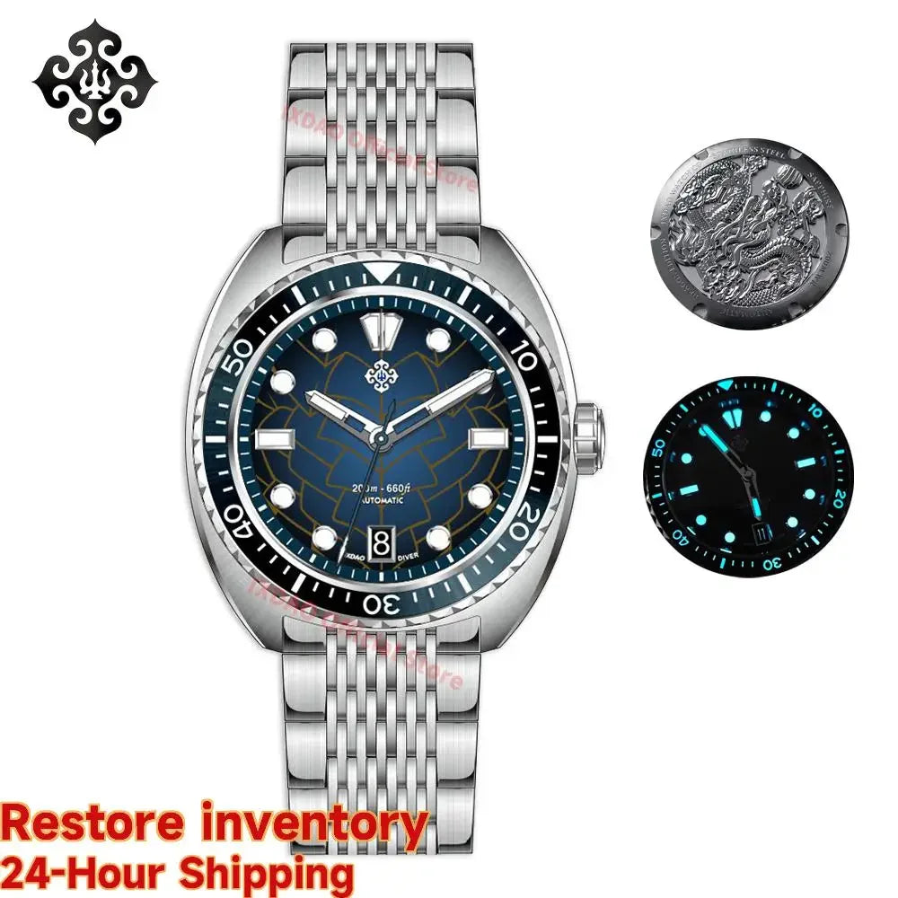 IXDAO IPOSE 2026 New Men's Automatic Mechanical Watch Poseidon Pattern Diving Watch 20Bar Stainless Steel BWG-9 Reloj Hombre