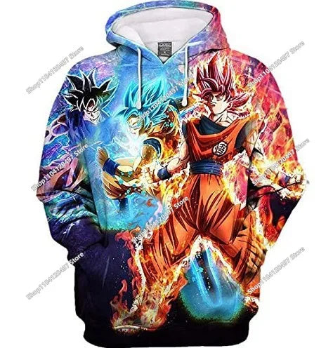 Sudadera con capucha de Dragon Ball para niños y niñas, nuevo estilo de otoño e invierno: sudadera creativa, holgada y versátil con capucha