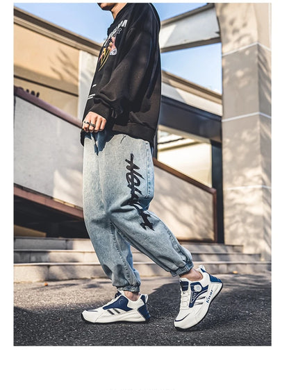 Pánské nové nízké ležérní tenisky v korejském stylu – univerzální „dad shoes“ s měkkou podrážkou, pohodlné a lehké boty na platformě pro každodenní nošení