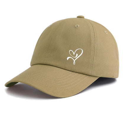 1pc HEART Print Baseball Cap for Adults,Minimalist Retro Style Casual Soft Adjustable Dad Hat,Perfect As Gift
