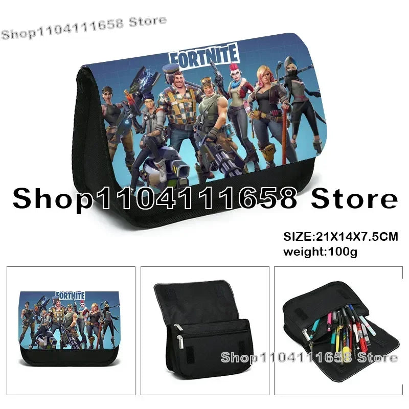 Fortnited Trousse Large Capacity Waterproof Velcro Pencil Case Student Black Estuche Stationery School Pennenzak Supplies