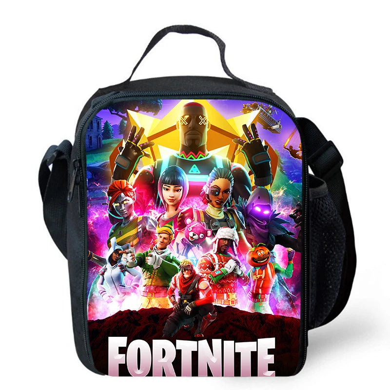 Cute Cartoon Lunch Bag Insulated Thermal Food Container Leakproof Reusable Fortnite Lunch Cooler Bag for Kids Student