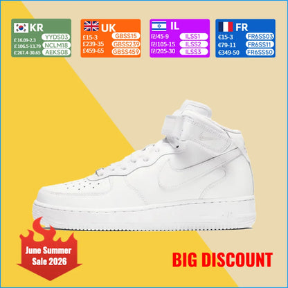 Nike Air Force 1 Mid Unisex-sneakers – klassiskt ankelstöd, dämpad komfort för mångsidig användning hela dagen DD9625-100
