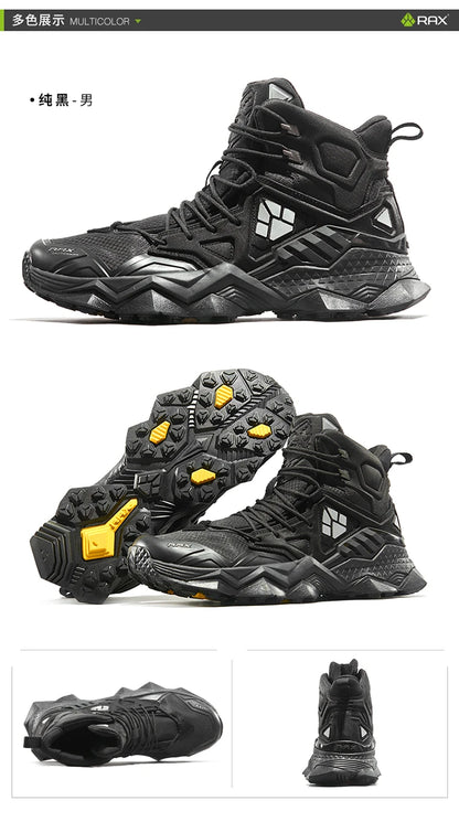 Rax Men's Waterproof Hiking Shoes Breathable Hiking Boots Outdoor Trekking Boots Sports Sneakers Tactical Shoes