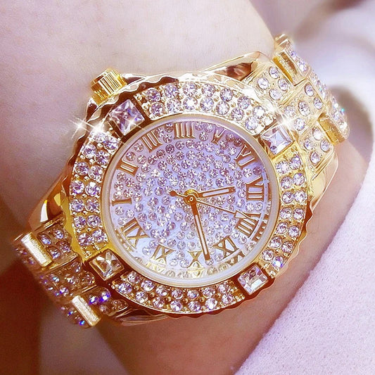 Luxury Shiny Fine Zircon Quartz Watch Elegant All-Star Jewels Women Mechanical Wristwatches Fashion Folding Wrist Watches Buckle
