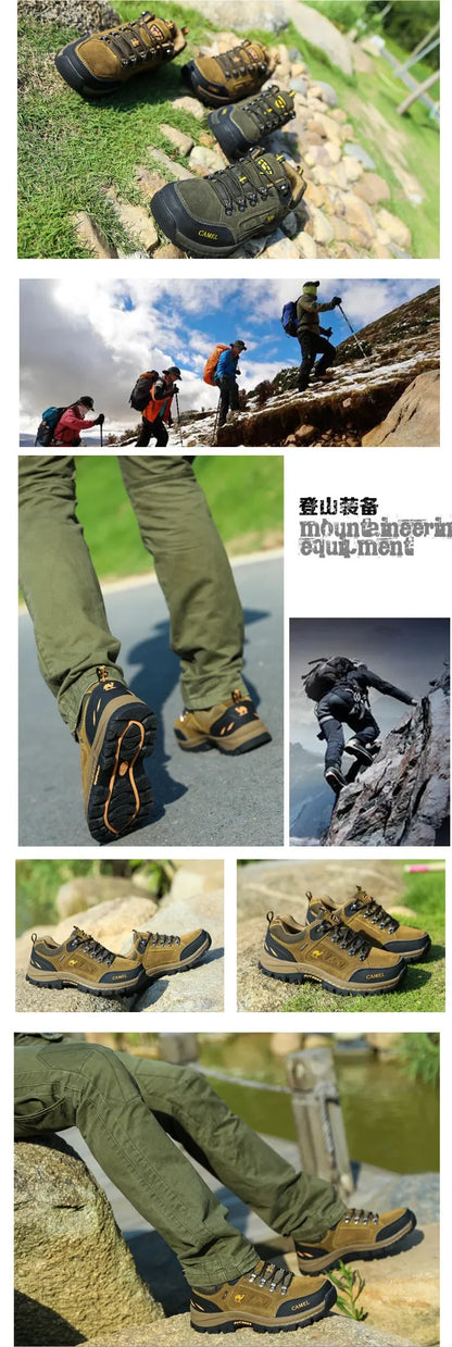 Suede Leather Men's Hiking Shoes Outdoor Trail Trekking Sneakers Men Non-slip Breathable Climbing Shoes Men's Mountain Sports Shoes