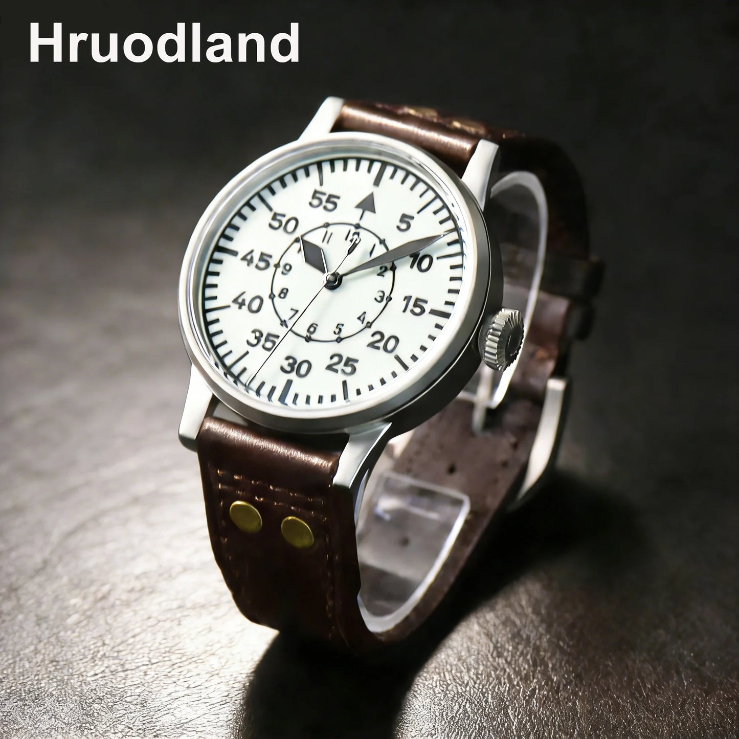 Hruodland 2025 New Pilot Men's Automatic Mechanical Watch PT5000 Sapphire Luminous C3 Stainless Steel Waterproof 10Bar Watch