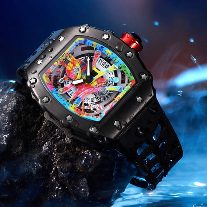Coole herenhorloges Luxe modieuze siliconen tonvormige horloges Skelet waterdichte kwarts polshorloges Klok Relogio Masculino
