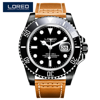 LOREO Original Men's Business Watch 20ATM Waterproof Wristwatch Top Brand Casual Sport Seagull Automatic Mechanical Watch Men