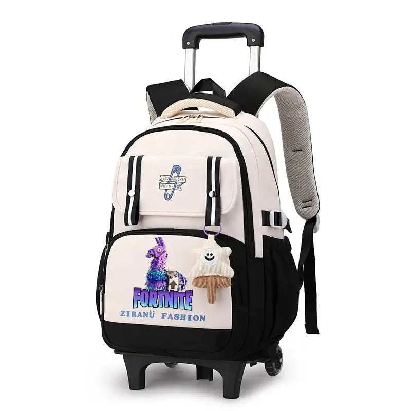 Fortnite Student Rolling Backpack Large Capacity Waterproof Lightweight Design Minimalist Laptop School Bag Casual Travel Bag