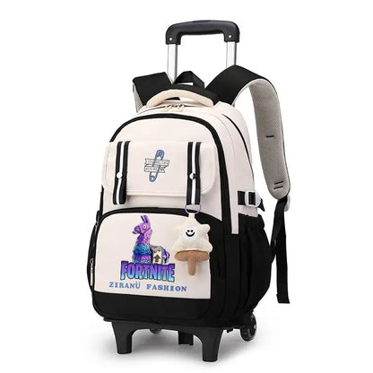 Fortnite Student Rolling Backpack Large Capacity Waterproof Lightweight Design Minimalist Laptop School Bag Casual Travel Bag