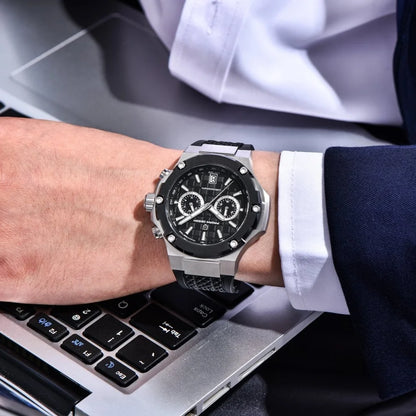 PAGANI DESIGN PD-YS032 Men's Quartz Watch 44mm Japan VK64 Movement Stainless Steel Case Rubber Strap Sapphire Glass 100M Waterproof