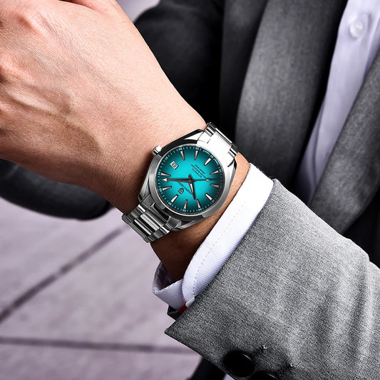 Relógio de luxo para homem PAGANI DESIGN – Modelo automático mecânico (calibre 8215), em aço inoxidável, estanque, com indicador de data e ponteiros luminescentes