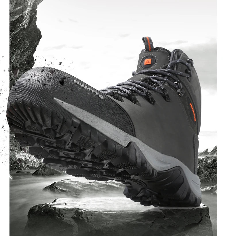 Zapatos de senderismo HUMTTO, botas de caza impermeables para hombre, botas tácticas de combate para desierto hasta el tobillo, botas de trekking para hombre y mujer, zapatillas cálidas de cuero