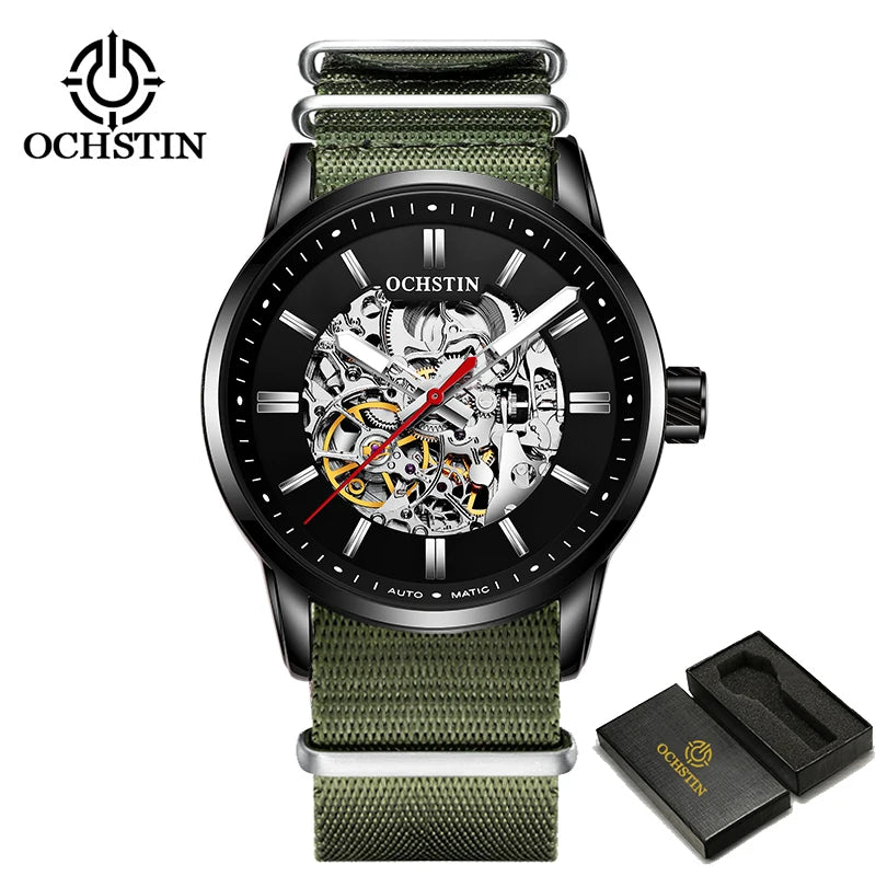 OCHSTIN Automatic Mens Watches Top Brand Luxury Royal Luminous Skeleton Waterproof Mechanical Fashion Male Clock Gifts for Men