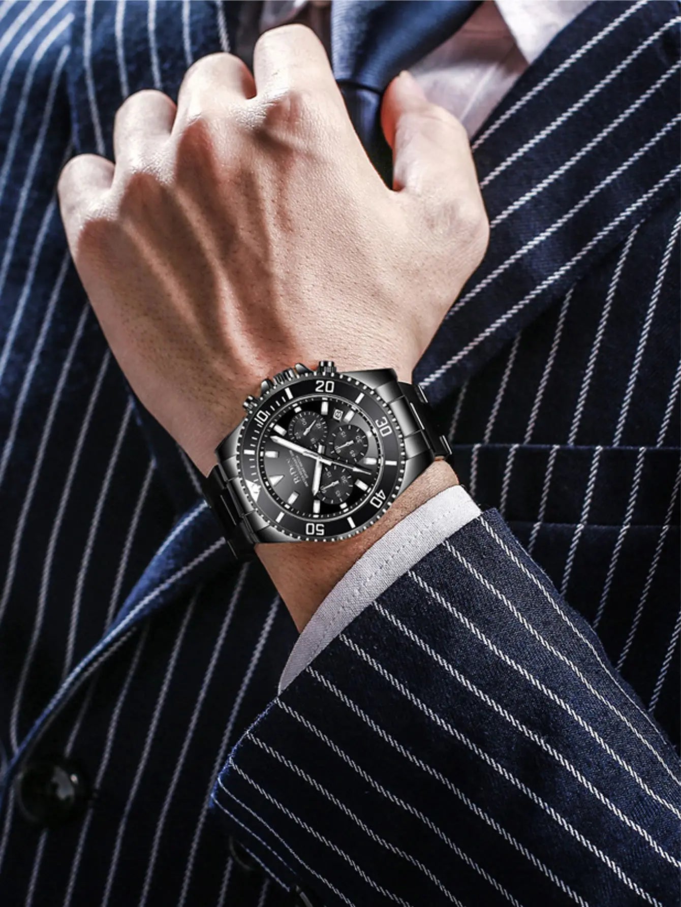 BIDEN Multi-functional men's quartz watch luxury waterproof night light business style diving series casual fashion watch