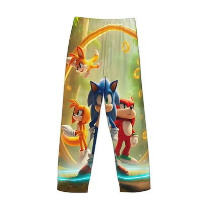 Pantalones de pijama personalizados para hombre con estampado «Soniced», con motivo de erizo, ropa de dormir, pantalones de estar por casa con bolsillos