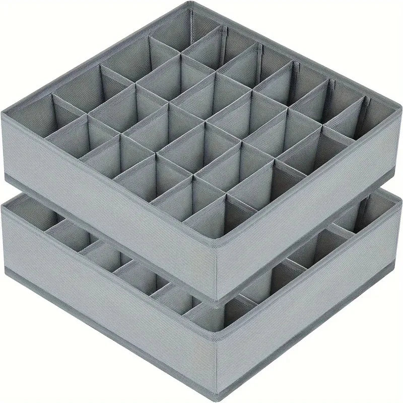 1pc Fabric Storage Box with 24 Compartments - Foldable Stackable Organizer for Socks Ties Underwear Space-Saving Drawer Divider