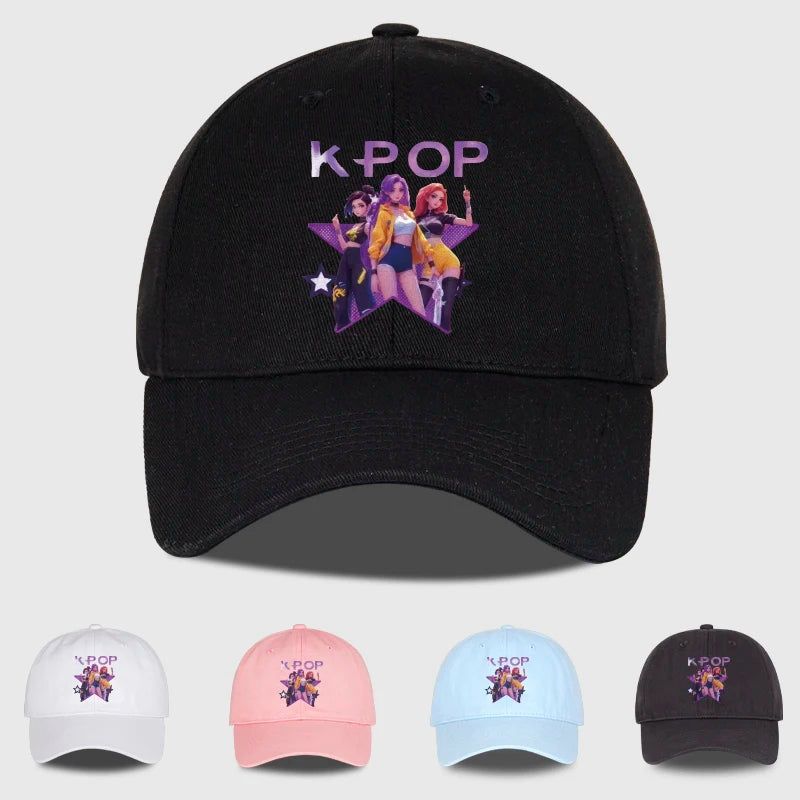 K-POP crtani otisak djevojaka iz grupe, mekana bejzbol kapa s mekanim vrhom - uniseks ležerna retro podesiva kapa za oca - Y2K sunčana kapa