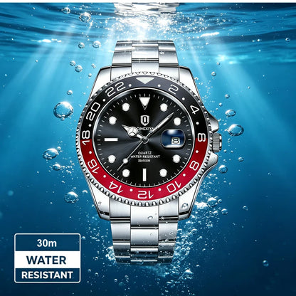 QINGXIYA Luxe herenhorloges met kwartsmechanisme, roestvrij staal, waterdicht, verlicht, datumweergave, herenpolshorloge, reloj hombre