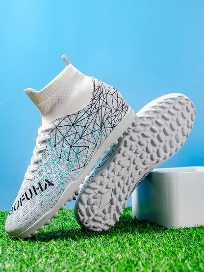 TF Soccer Shoes For Kids Youth PU Fabric Upper Rubber Sole Wear-Resistant Non-Slip Training Football Boots