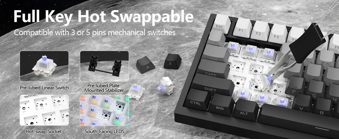 ATTACK SHARK X820 Ultra Gasket Mechanical Keyboard with TFT Screen & Knob, 75% ANSI Layout, Tri-mode, 5 Sound Absorbing Foams