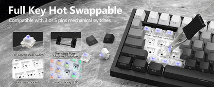 ATTACK SHARK X820 Ultra Gasket Mechanical Keyboard with TFT Screen & Knob, 75% ANSI Layout, Tri-mode, 5 Sound Absorbing Foams