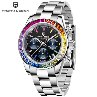 Relógio de pulso para homem PAGANI DESIGN – Modelo com mostradores coloridos, relógio de pulso de luxo com movimento de quartzo, cronógrafo equipado com um movimento