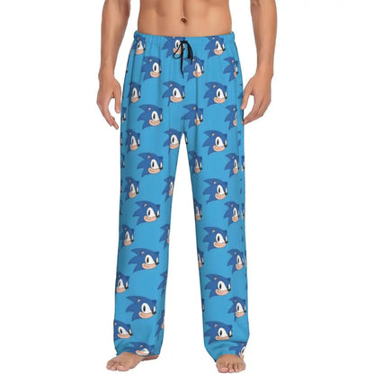 Pantalones de pijama personalizados para hombre con estampado «Soniced», con motivo de erizo, ropa de dormir, pantalones de estar por casa con bolsillos