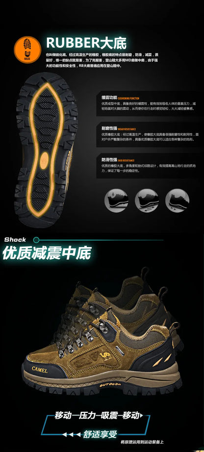 Suede Leather Men's Hiking Shoes Outdoor Trail Trekking Sneakers Men Non-slip Breathable Climbing Shoes Men's Mountain Sports Shoes
