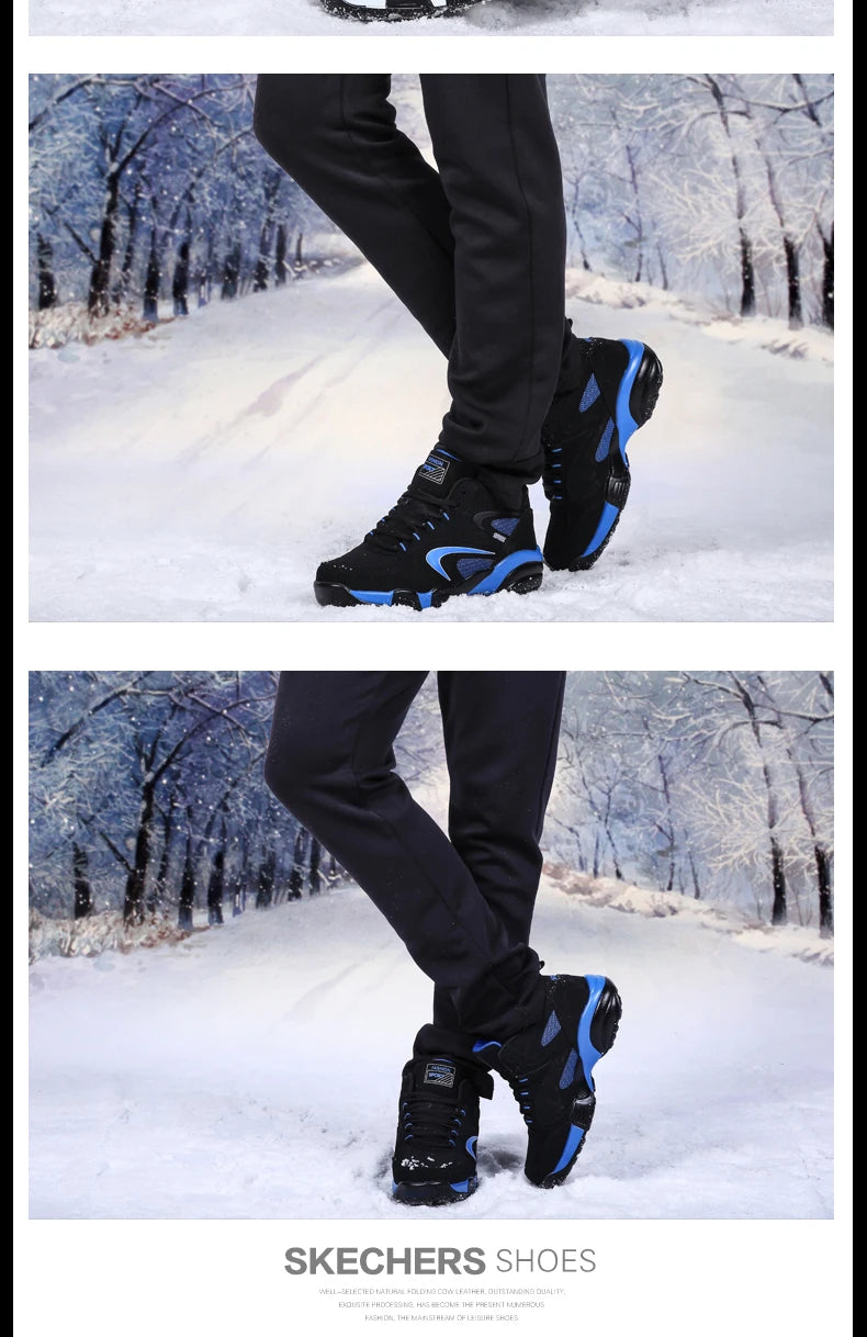 Men's Snow Boots Winter Warm Couple Casual Sneakers Fashion Leather Outdoor Sport Running Tennis Men Non-Slip Big Size 48 Trainer