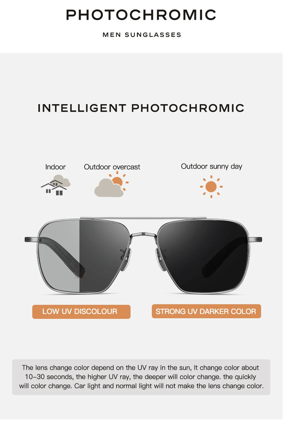 Ochelari de soare polarizați pentru bărbați CAPONI, Seiko, din titan pur, fotocromatici, pentru activități în aer liber și conducere, UV400, ochelari de soare de marcă originală BS50004