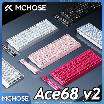 MCHOSE ACE68 V2 Gaming Keyboard Hall Effect 0.001MM RT 8kHz Polling Rate Hot Swappable Support 16K/128K/256K Scan Rate RGB DKS