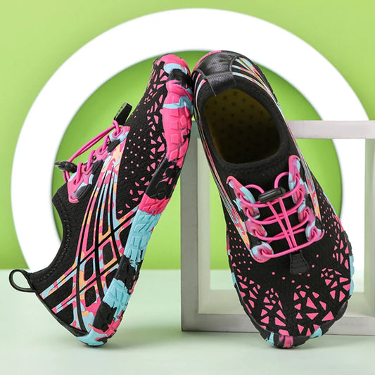 Quick Drying Aqua Shoes Women’s Water Shoes Swimming Barefoot Five Fingers Aqua Shoes Colorful Beach Seaside Light Sneakers