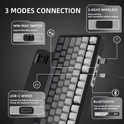ATTACK SHARK X85 Tri-mode Gasket 75% Mechanical Keyboard with CNC Knob, 5-Layer Padding, Hot Swappable, RGB Backlight, NKRO