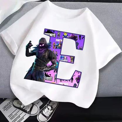 New Fortnites Kids T-shirts Cartoon Letter Graphic T-shirts Boys Girls Summer Casual Sports Short Sleeves Tops Children Clothing