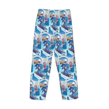 Pantalones de pijama personalizados para hombre con estampado «Soniced», con motivo de erizo, ropa de dormir, pantalones de estar por casa con bolsillos