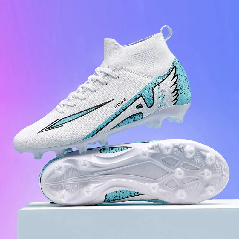 Nouvelles chaussures de football pour hommes, chaussures de sport d'extérieur, ultra-légères, de haute qualité, à cheville haute, chaussures de football en salle antidérapantes, futsal antidérapant.