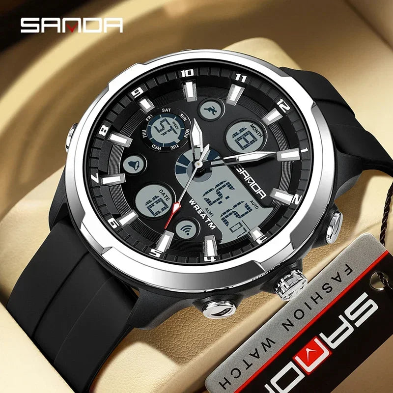 SANDA 9053 G Sportieve militaire herenhorloges Luxe digitaal horloge 50 m waterdicht quartz-polshorloge voor mannen Relogios Masculino
