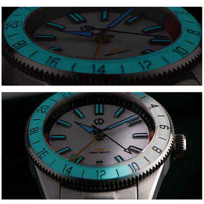 Comes With Rubber Strap Man's Automatic Watch Quartz Swiss Movement BGW9 Luminous Bezel 4-Pin GMT 150 Meters Waterproof Diving