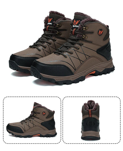 Bottes de neige chaudes en peluche pour hommes, baskets montantes d'automne, antidérapantes, résistantes à l'usure, pour l'alpinisme et la randonnée, nouvelle collection hiver