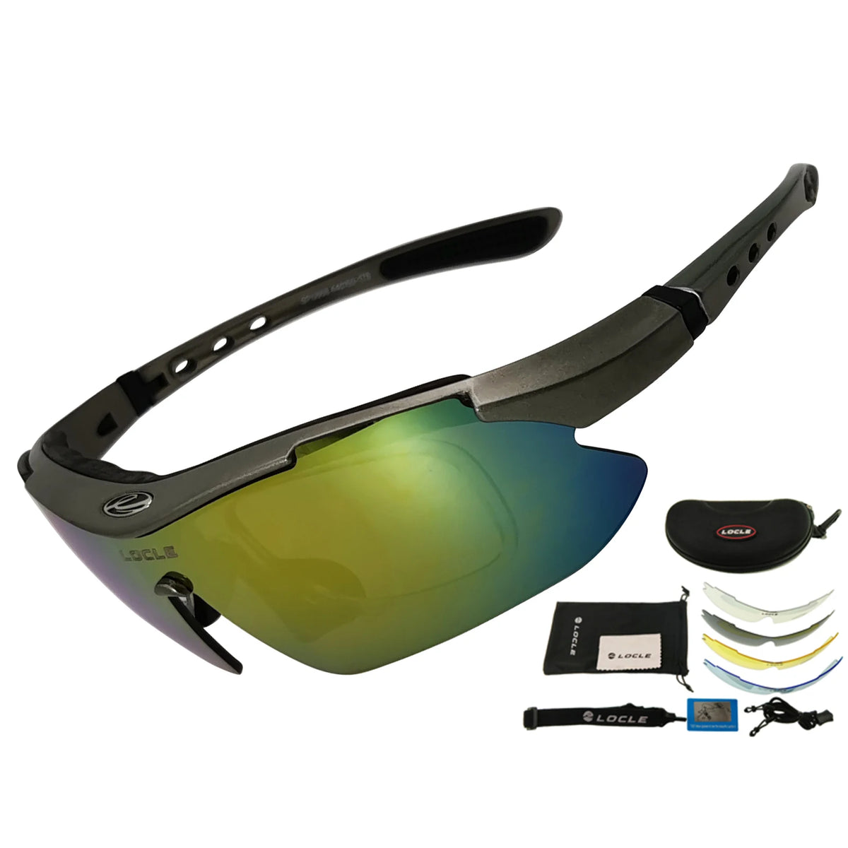 Ochelari de ciclism LOCLE UV400 polarizați pentru bărbați – pentru șosea, MTB, biciclete, pescuit, călărie – ochelari de protecție pentru ciclism
