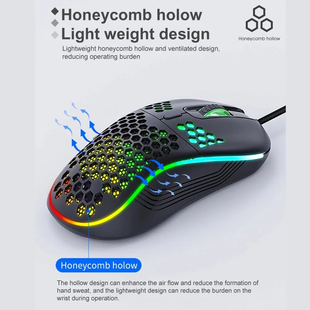 USB Wired Gaming Office Mouse Mechanical Mouse USB Illuminated Mouse 7200DPI Adjustable Optical Gaming Mouse for Desktop Laptop