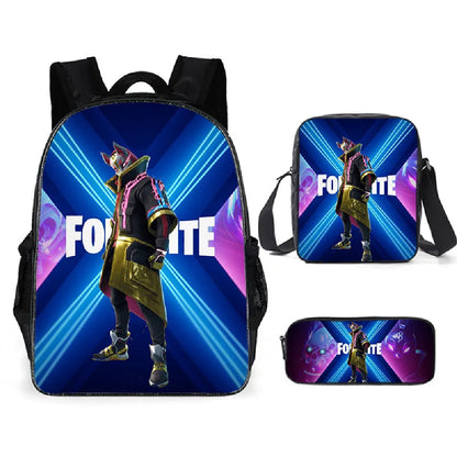 Fortnite Anime Character New Backpacks Cartoon Battle Royale Student 3-piece Set Book Bag Meal Box Pen Bag Anime Gifts
