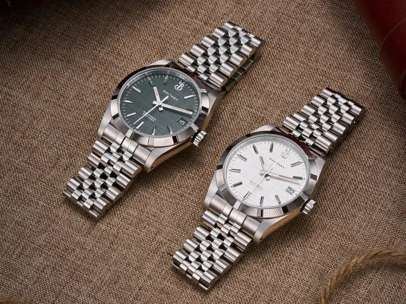 Baltany S4102 Business Men's Automatic Mechanical Wristwatch 36mm Linen Dial Engine Turned Bezel NH35 Luxury Dress Watch