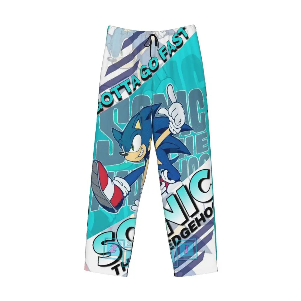 Pantalones de pijama personalizados para hombre con estampado «Soniced», con motivo de erizo, ropa de dormir, pantalones de estar por casa con bolsillos