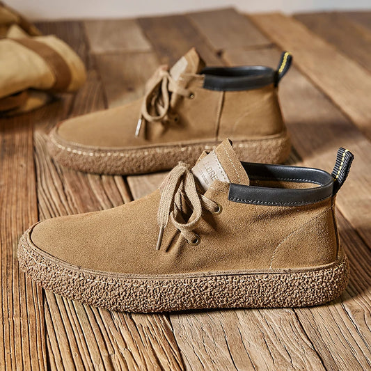 Luxury Brand Men Suede Leather Casual Shoes Genuine Leather Natural Handmade Anti-Skid Design Spring Autumn