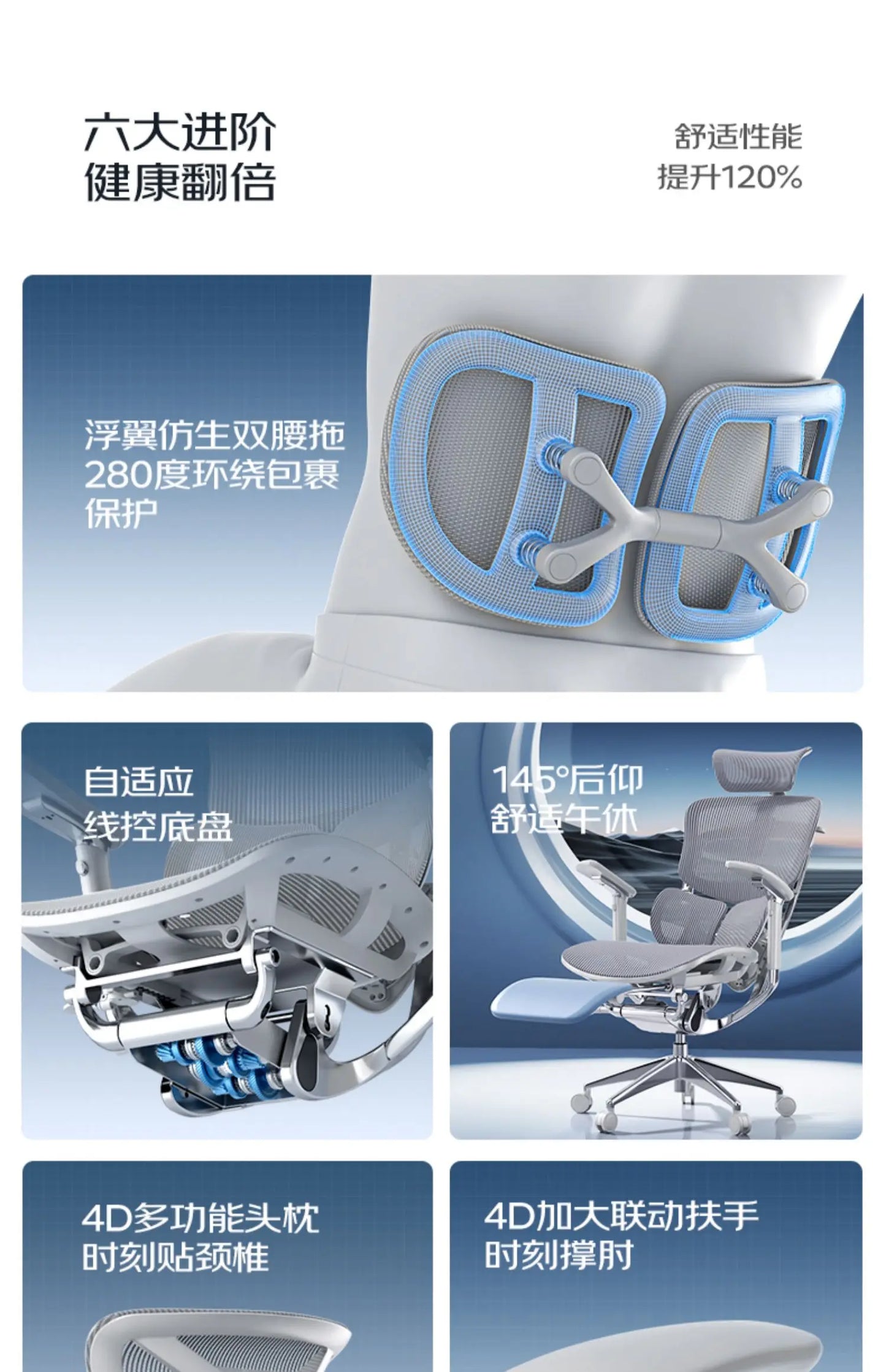 Ergonomic Computer Office Chair with Footrest, Comfortable Designer Executive Chair, Adjustable Luxury Swivel Gaming Chair for Home & Work